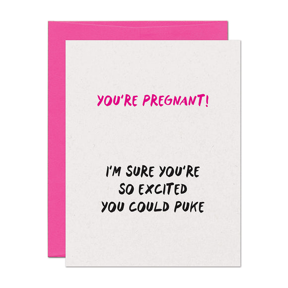 Excited Pregnancy Puke Baby Card