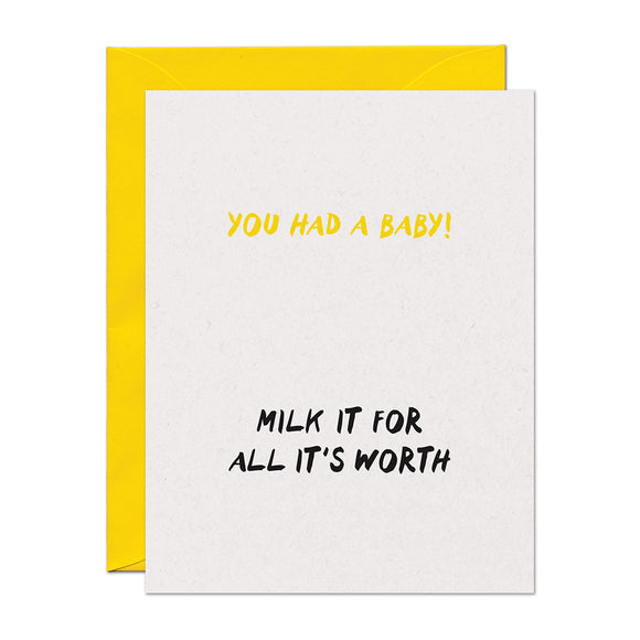 Milk It Baby New Parent Congratulations Card